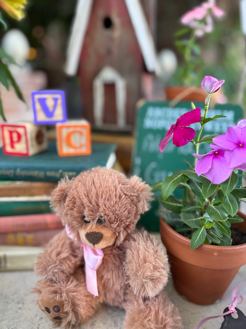Teddy bear centerpieces at a baby shower near Tucson, Arizona