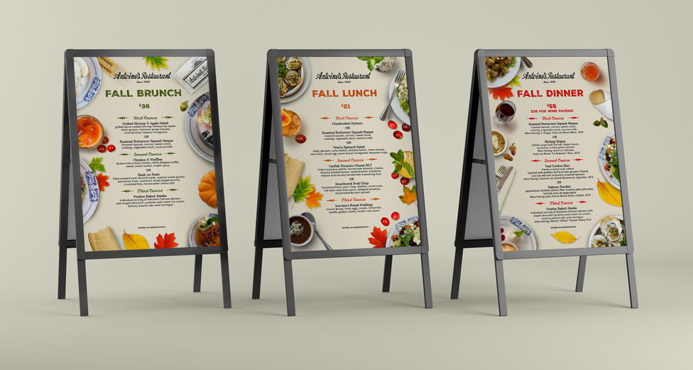 Antoine's Restaurant Sidewalk Sign Fall Menus.jpg