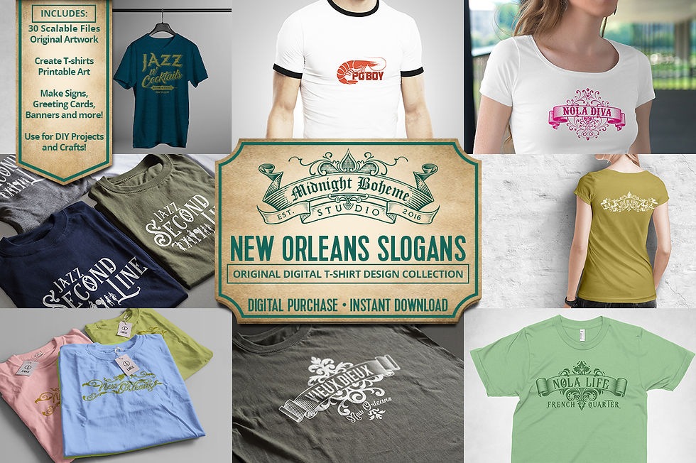 Thumbnail: Ultimate New Orleans Slogan Logo Digital Printable T-Shirt Collection