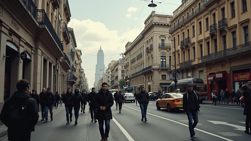 Vista panorámica de una parada de colectivo en Buenos Aires
