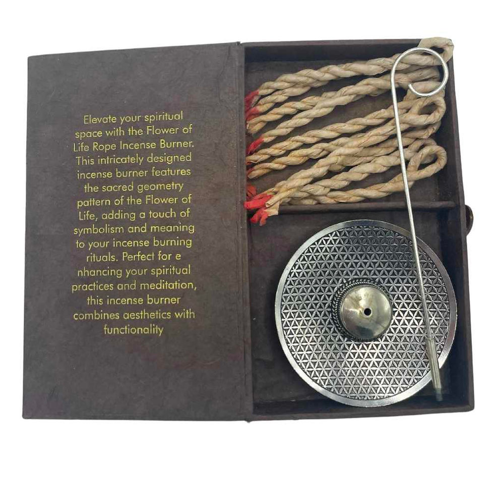Thumbnail: Rope Incense and Silver Plated Holder Set - Flower of Life