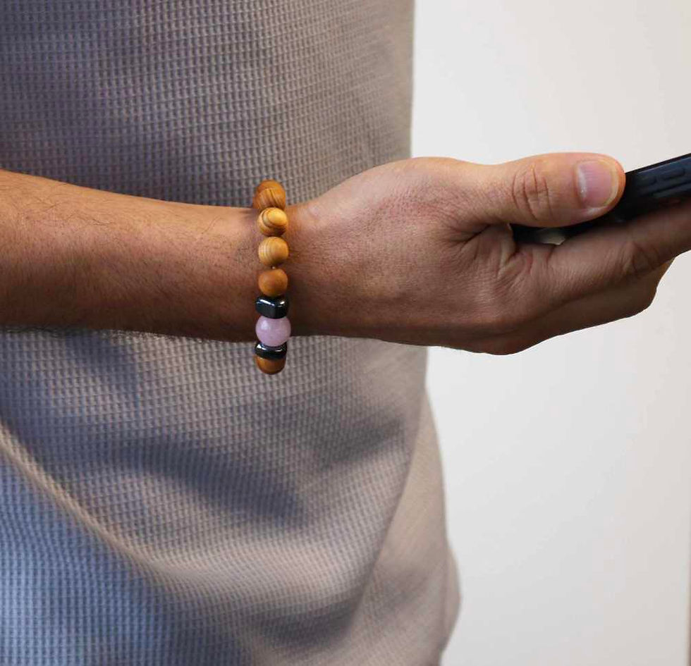Thumbnail: Cedarwood Heart Chakra Bangle with Rose Quartz