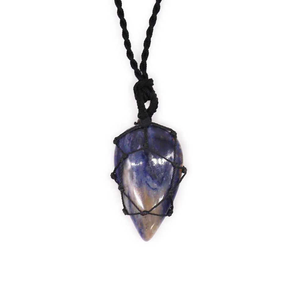 Laced Gemstone Teardrop Pendant - Sodalite