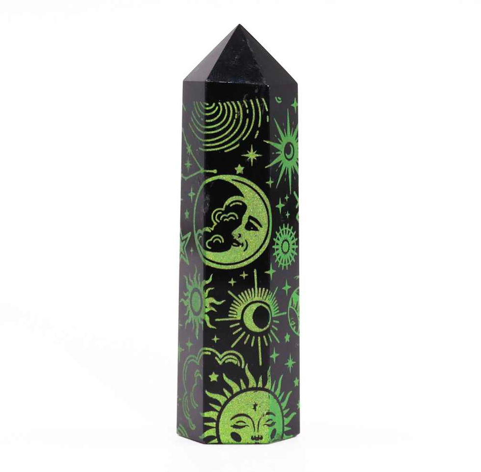 Black Obsidian Point - Mystic Story - Forest Green