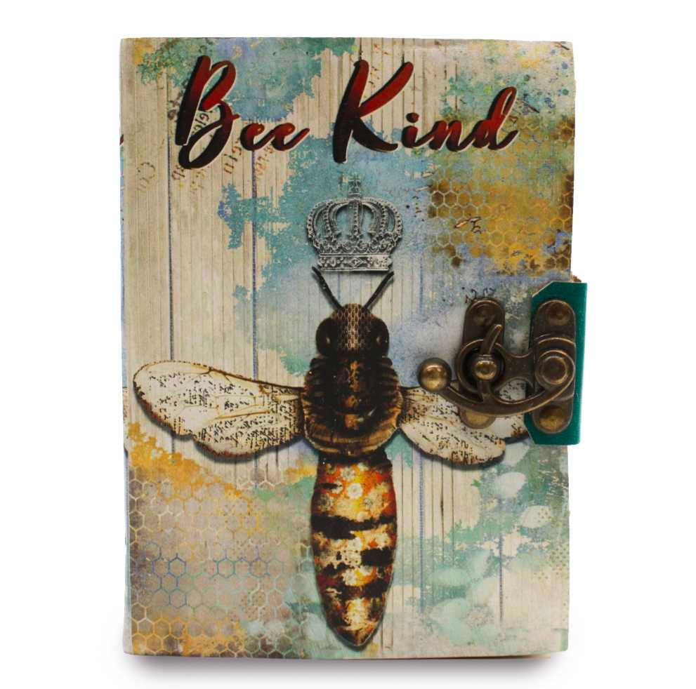 Leather "Bee Kind" Deckle-edge Notebook (7x5")