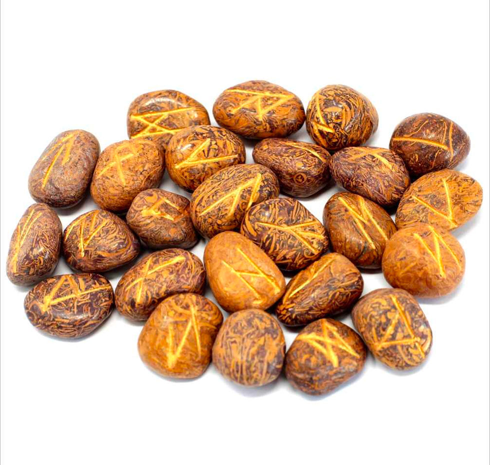 Runes Stone Set in Pouch - Snake Jasper