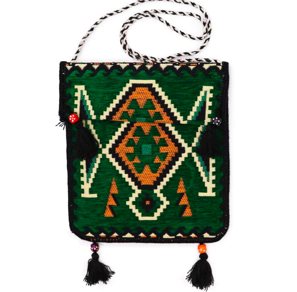 Emerald Green Kilim Messenger Festival/Casual  Bag