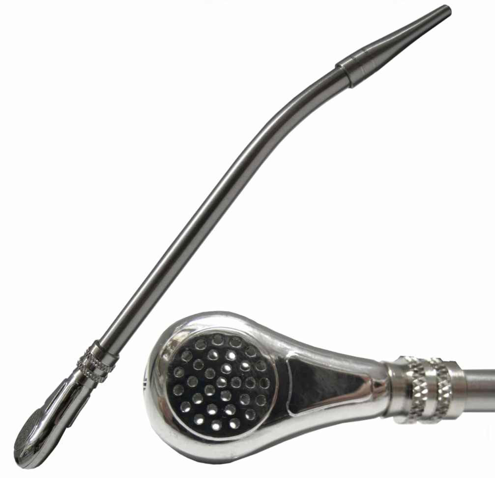 Stainless Steel Bombilla with Double Mouthpiece Unscrew Filter