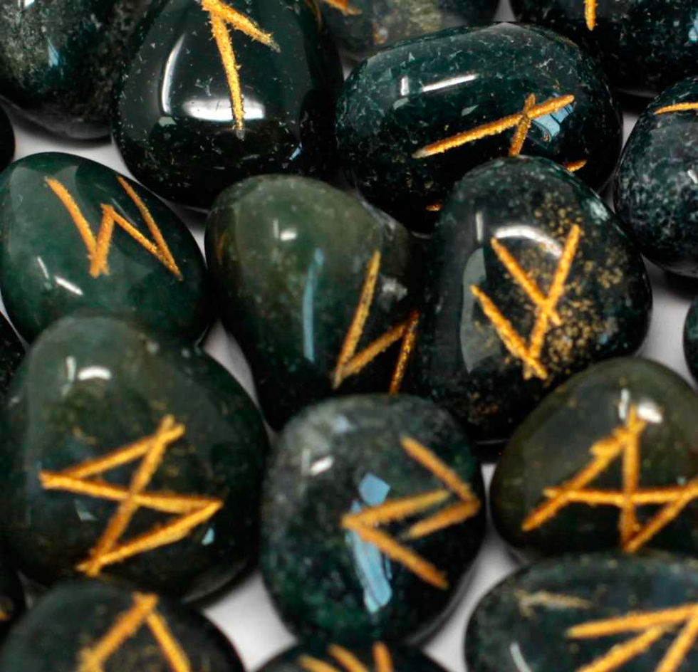 Thumbnail: Runes Stone Set in Pouch - Bloodstone