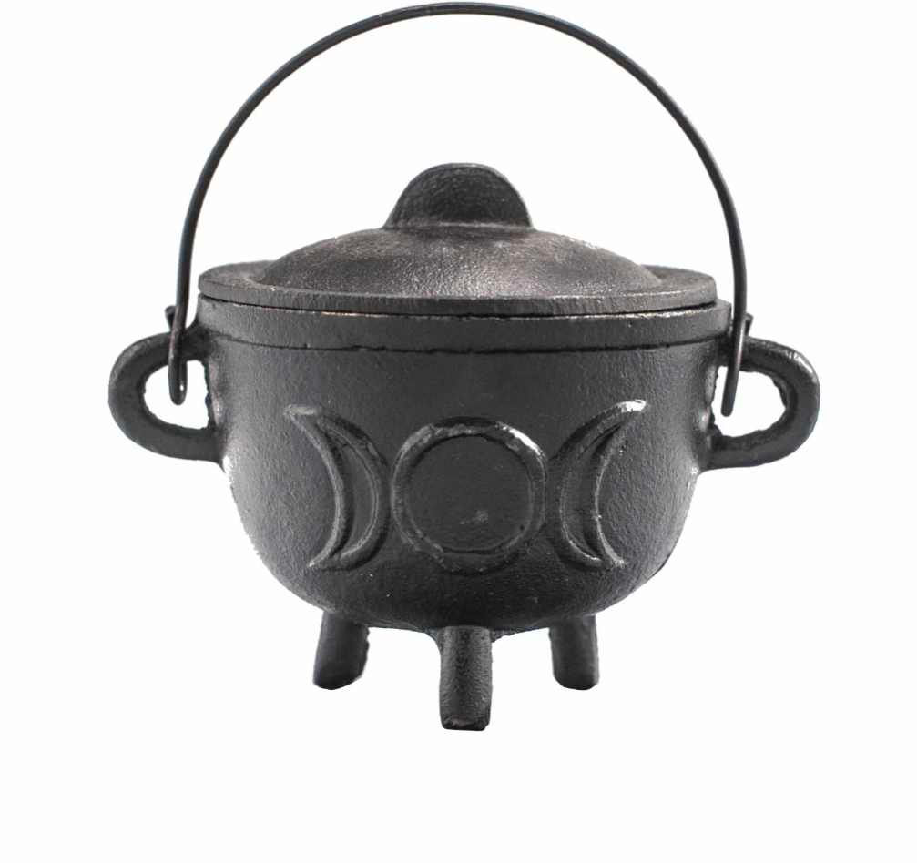 Cast Iron Cauldron with Triple Moon 11x13cm