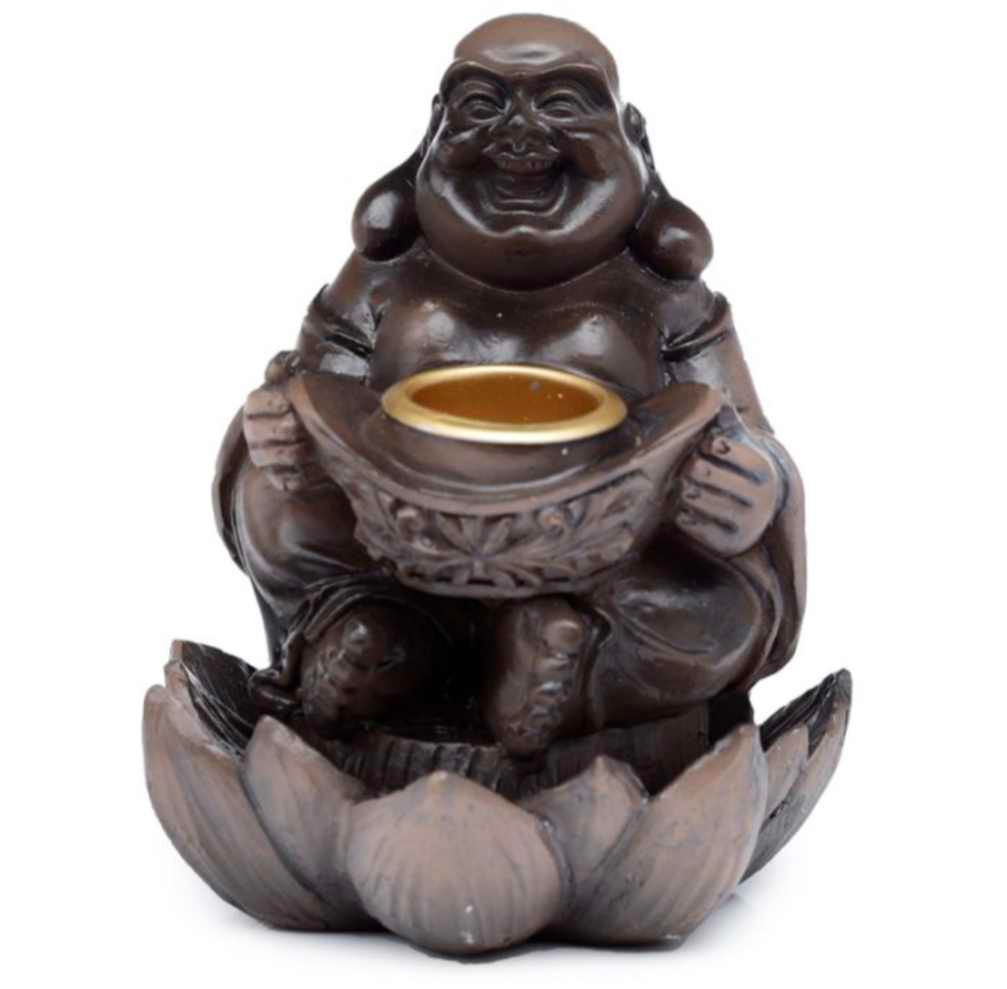 Wood Effect Lucky Buddha Backflow Incense Burner