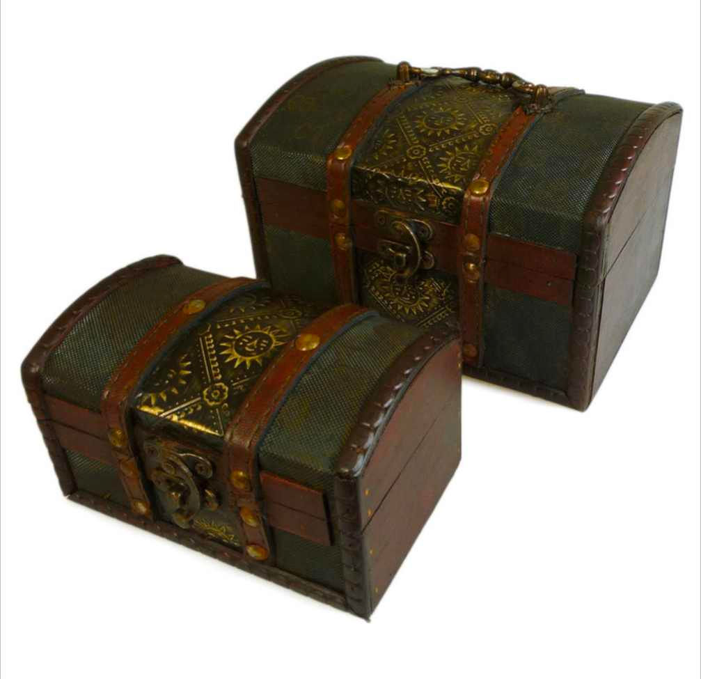 Sets of 2 Colonial Boxes - Metal Embossed