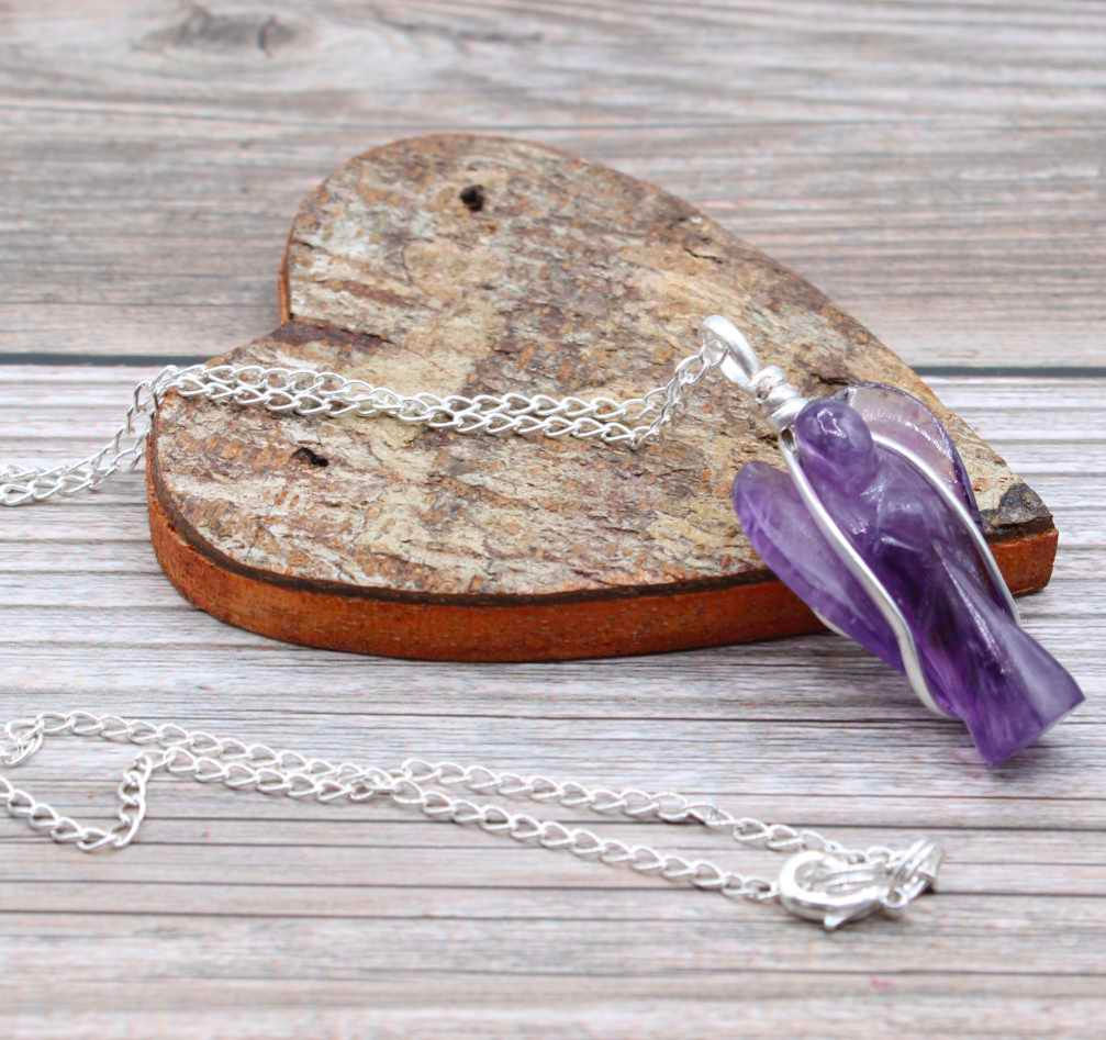 Gemstone Guardian Angel Pendant - Amethyst