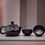 Thumbnail: Herbal Black Glaze Teapot Set - Pot & Two Cups