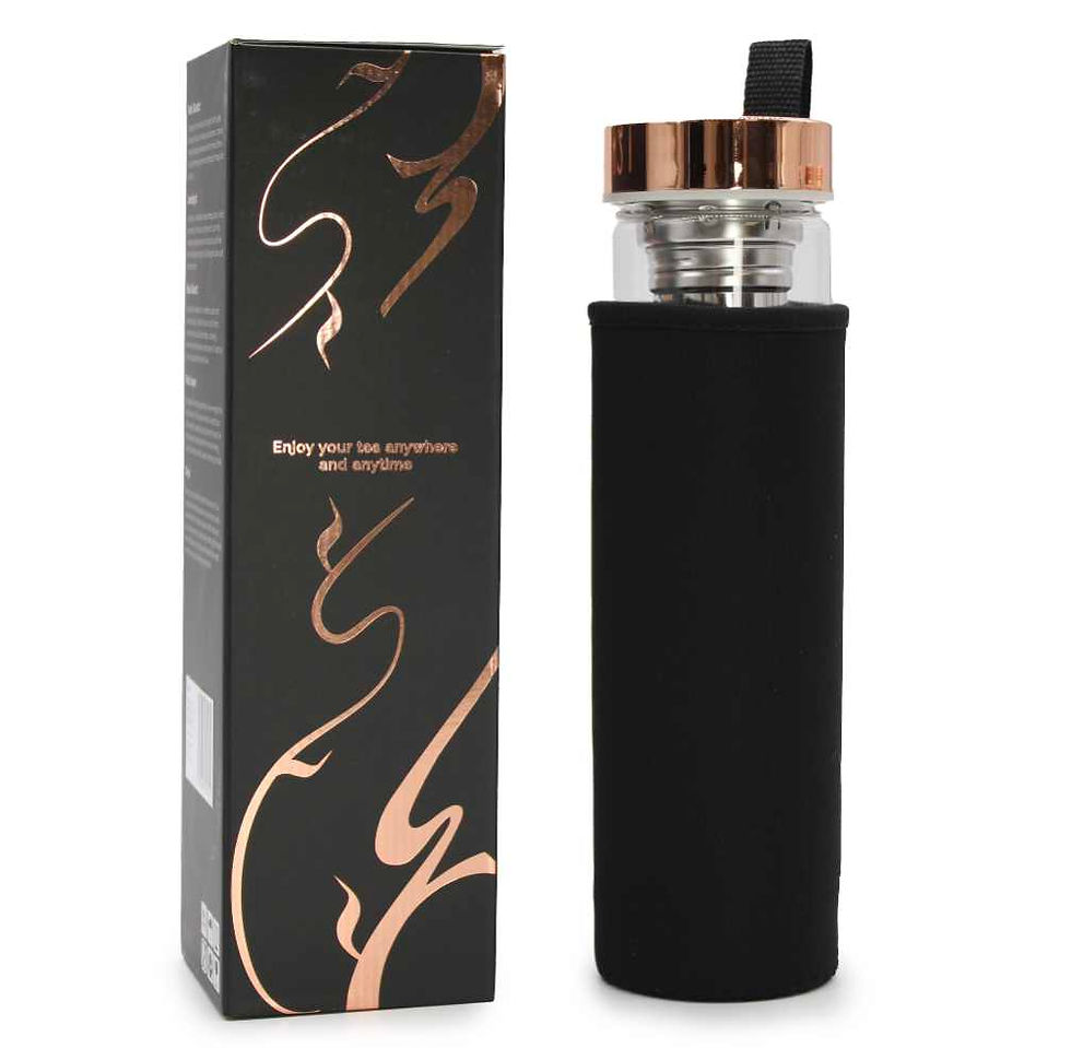 Thumbnail: Onyx Crystal Glass Tea Infuser Bottle - Rose Gold , Yerba