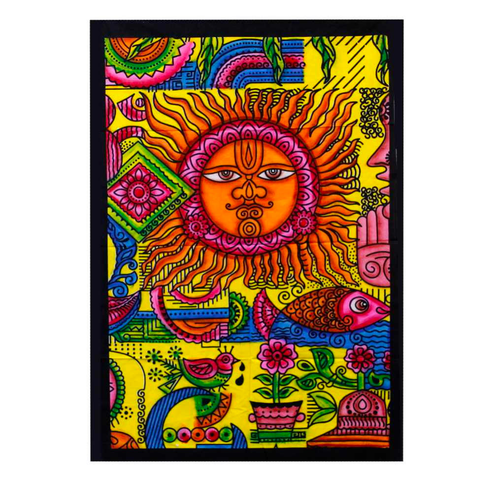 Handbrushed Cotton Wall Art - Sun