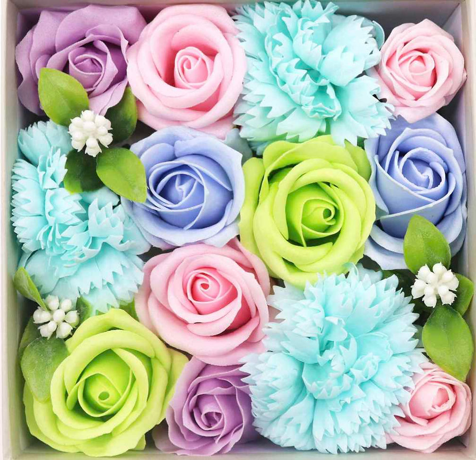 Thumbnail: Soap Flower Gift Square Box - Baby Blessings - Blues