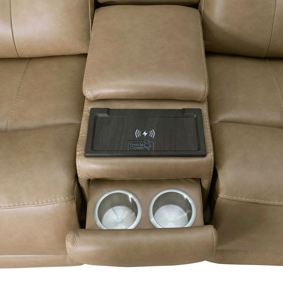 Thumbnail: Carrington Sand Leather Power Reclining 6-PC Sectional