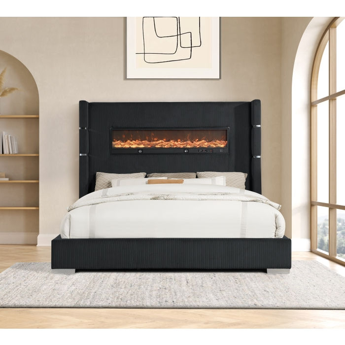 Vadra Fireplace Upholstered Queen Bed
