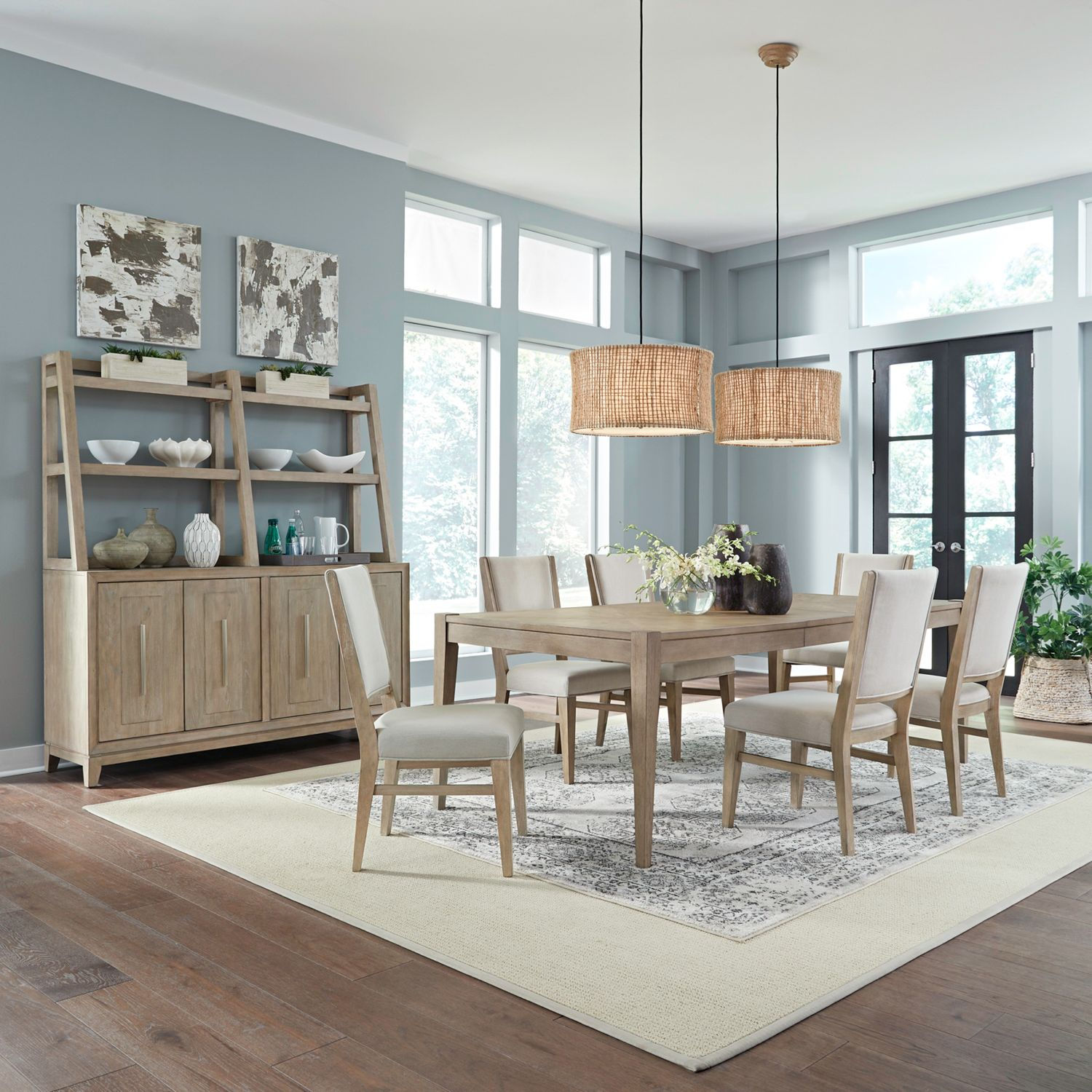 Brentwood Rectangular Table & 6 Upholstered Side Chairs