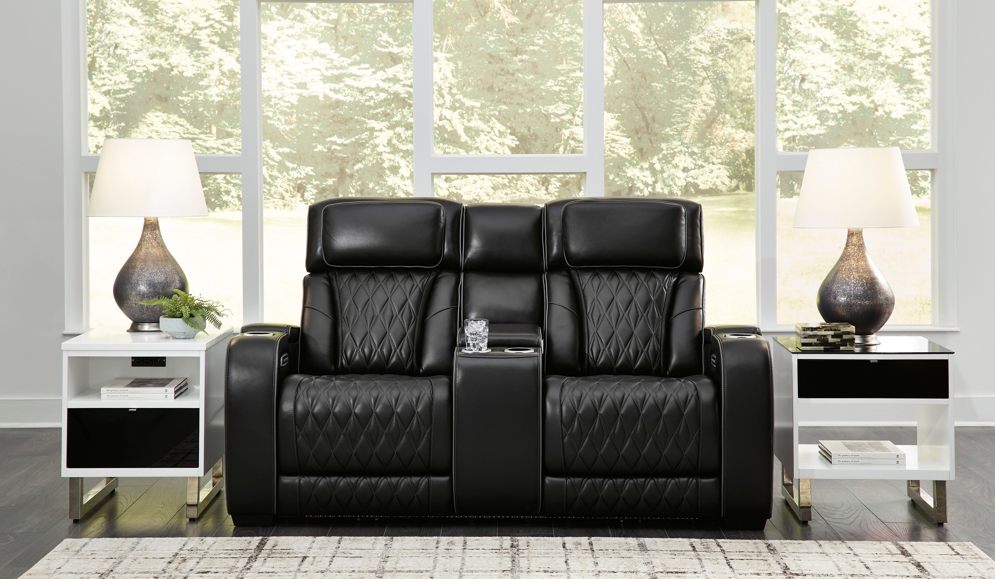 Boyington Black Power Reclining Loveseat w/ Console