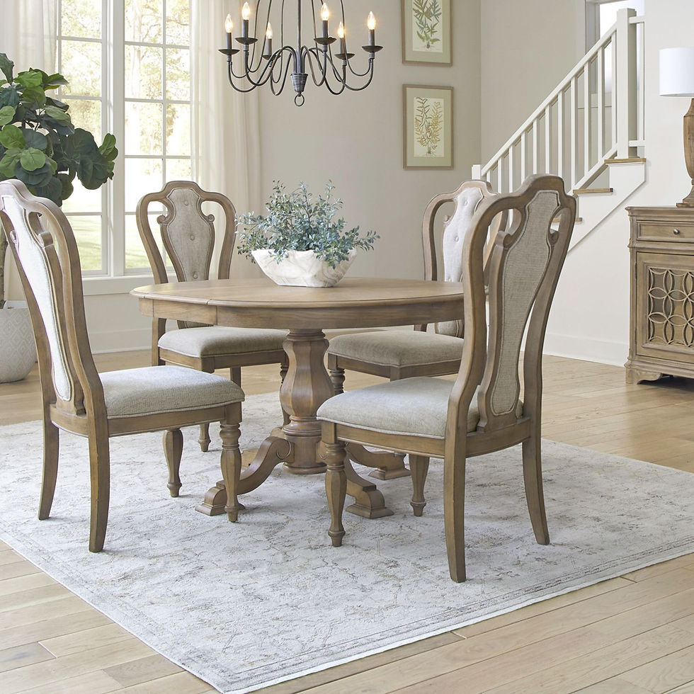 Magnolia Manor Pedestal Table & 4 Upholstered Side Chairs