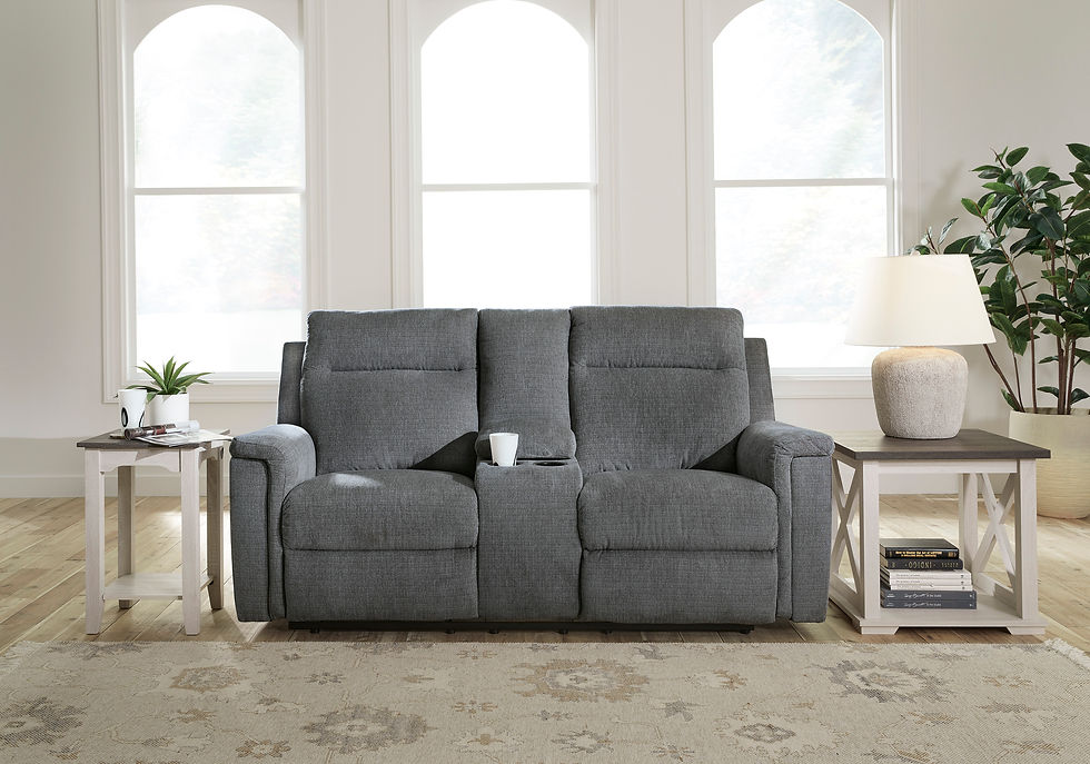 Barnsana Gravel Power Reclining Loveseat w/Console
