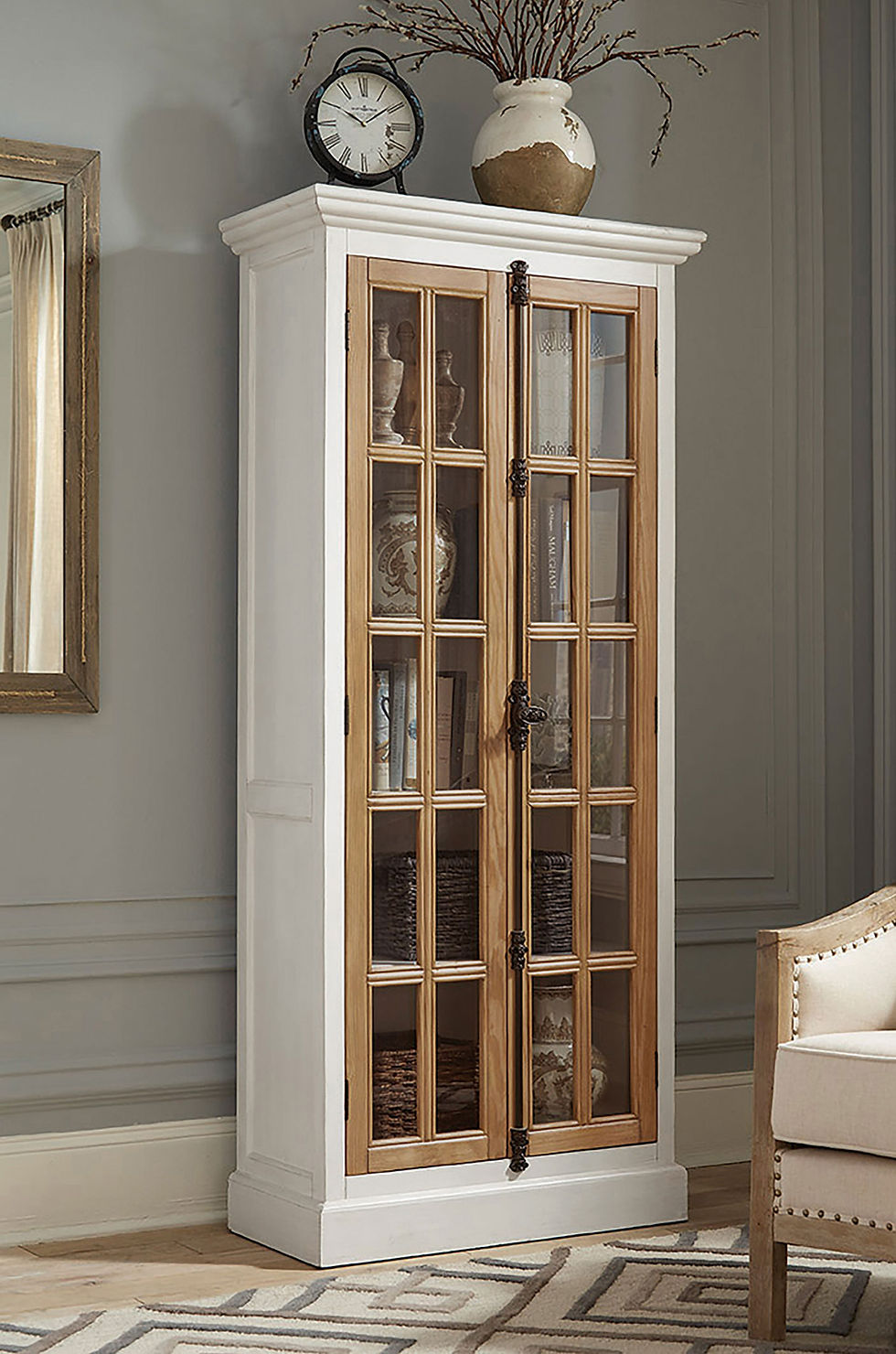 Tammi Distressed White/Brown Cabinet