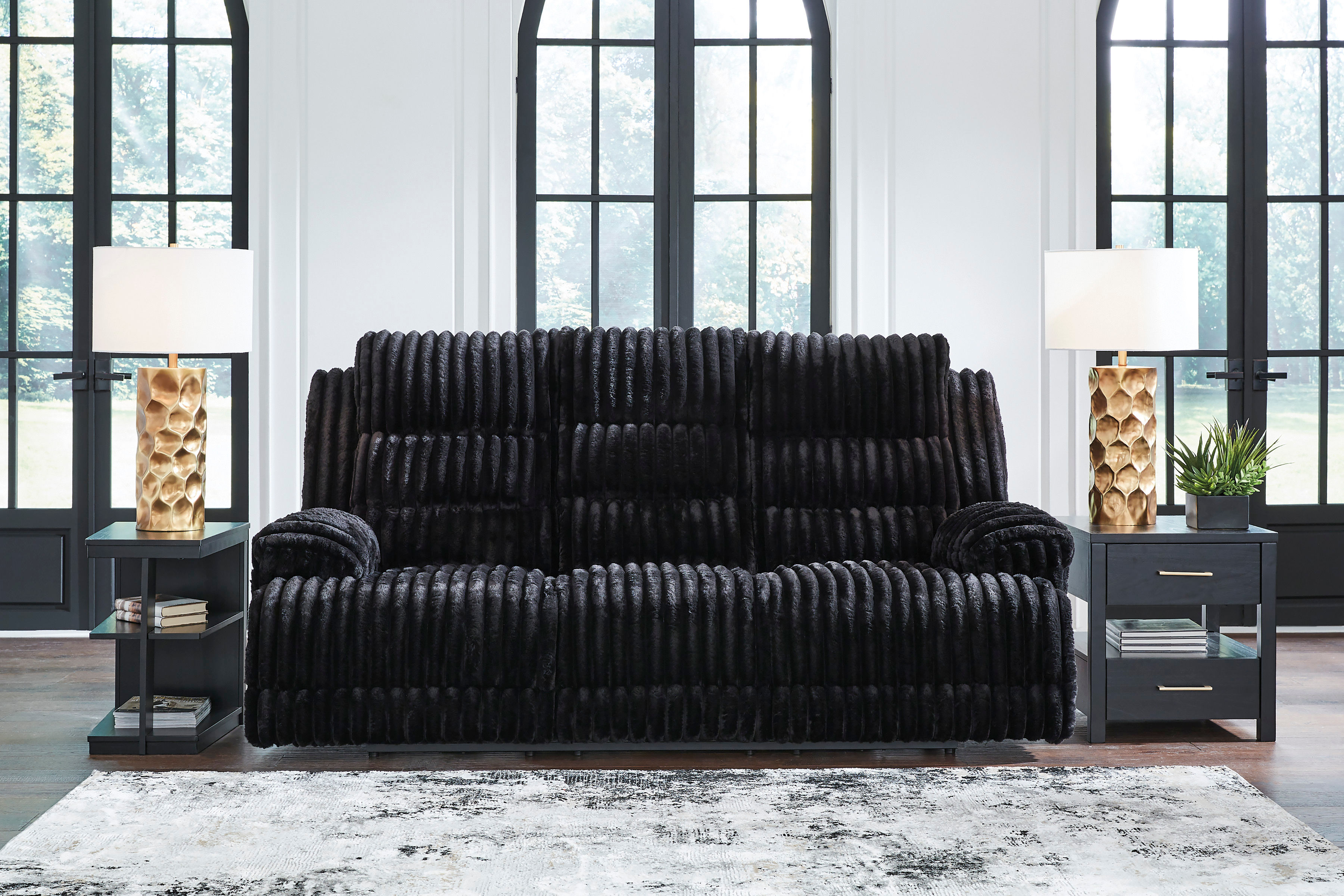 Rhines Falls Onyx Reclining Sofa w/ DDT