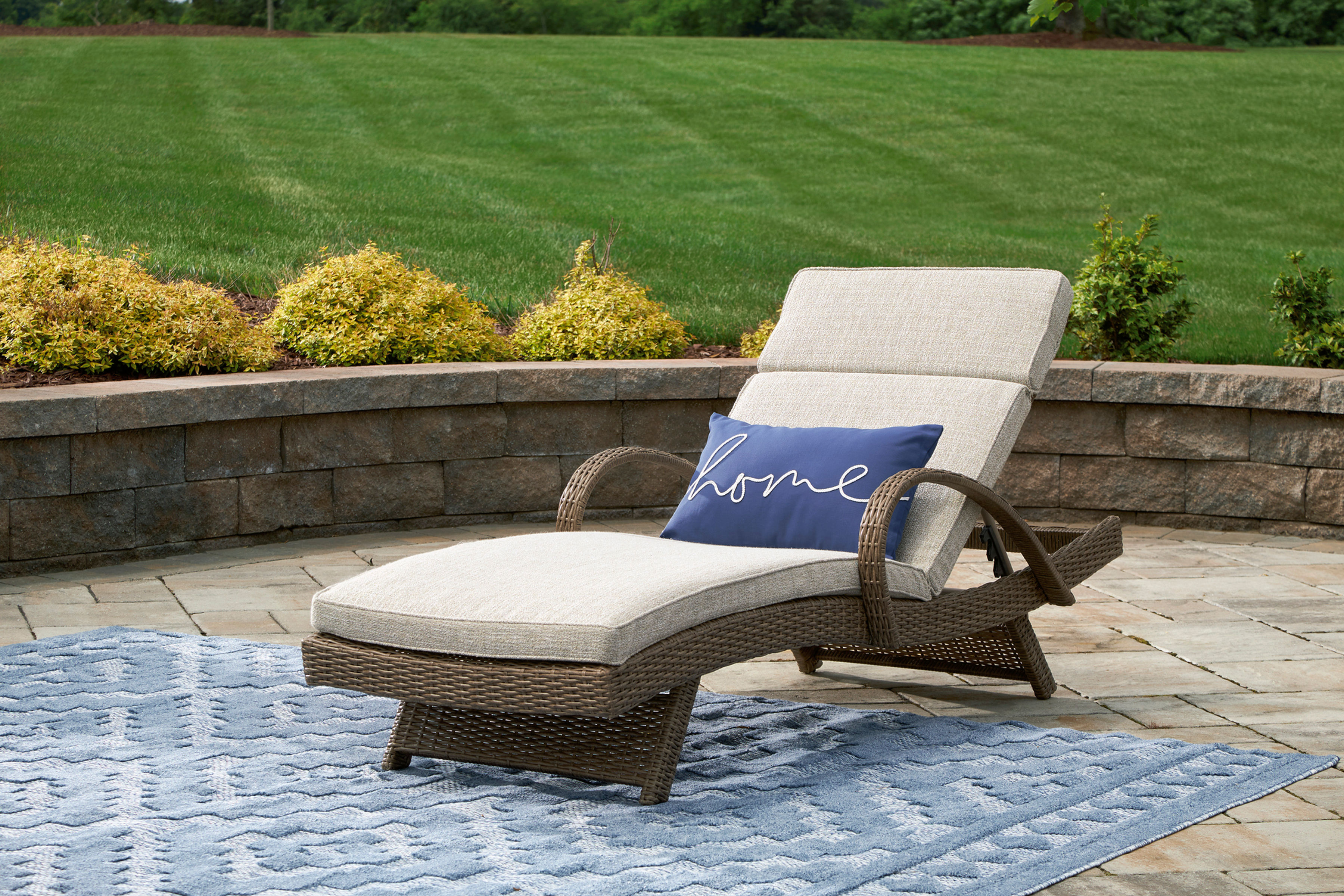 Beachcroft Beige Outdoor Chaise Lounge w/ Cushions