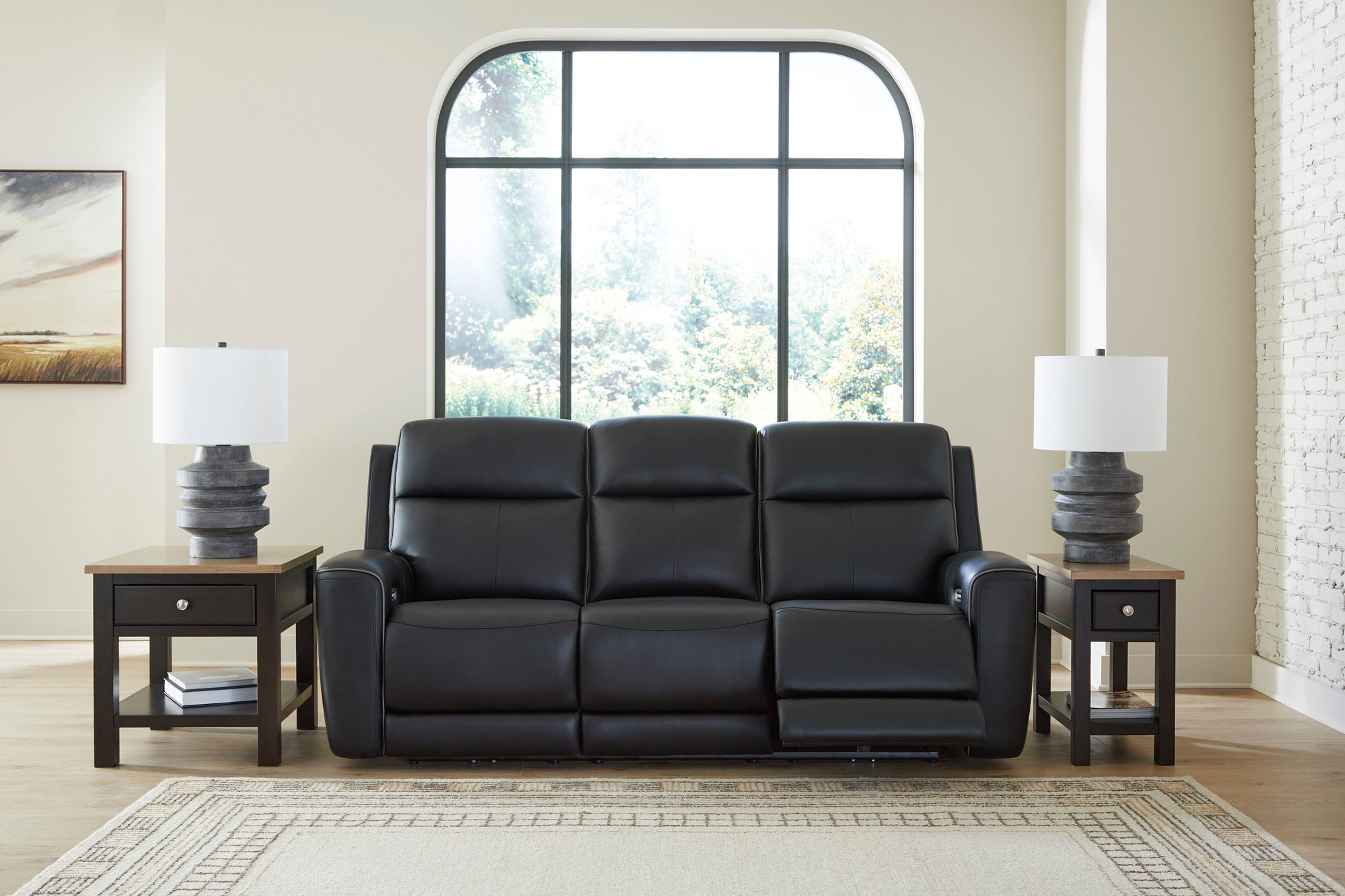 5Z-Comfort Onyx Black Leather Power Reclining Sofa
