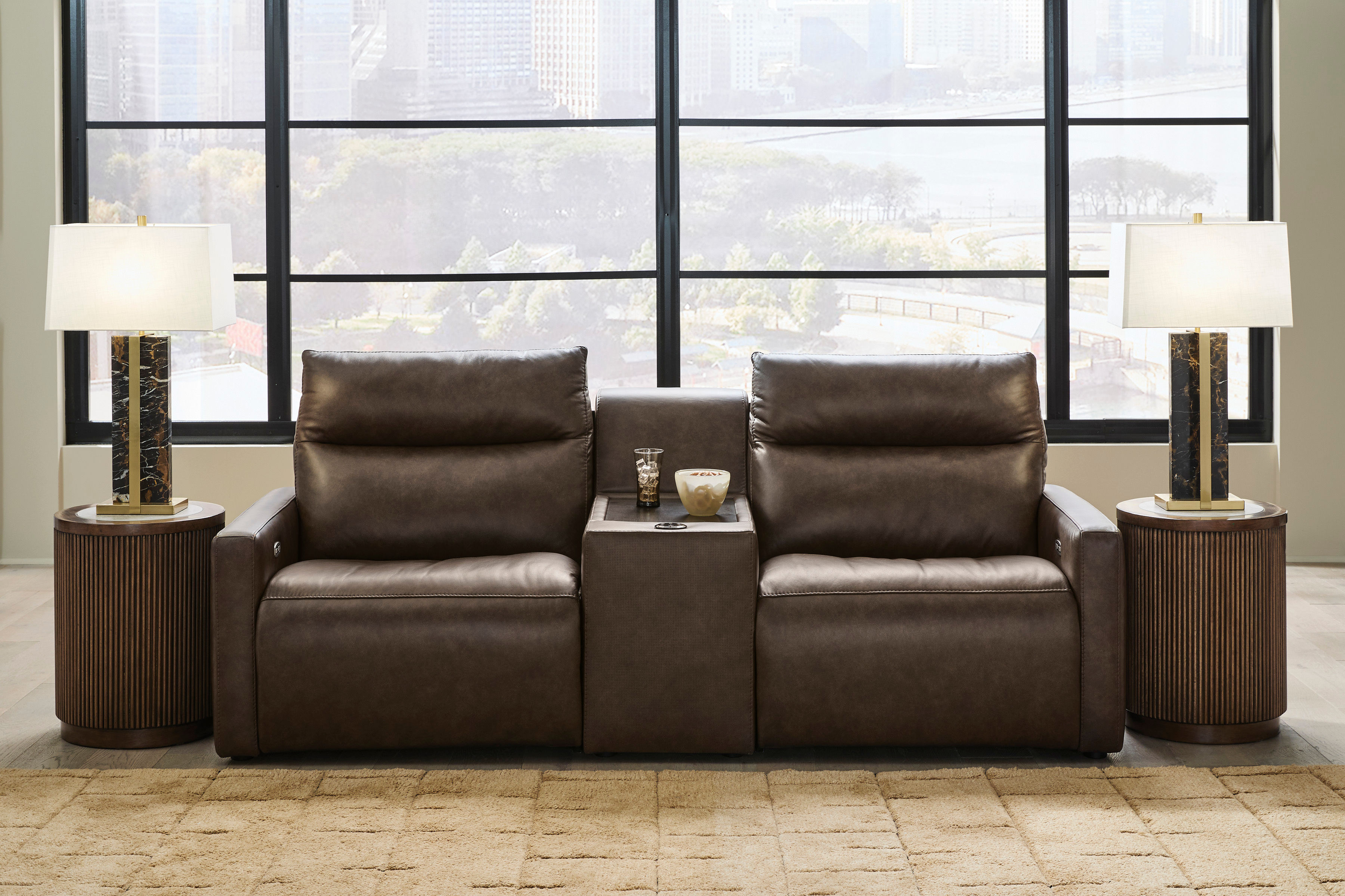 Modz Chocolate Power Reclining 3-PC Loveseat w/ Audio