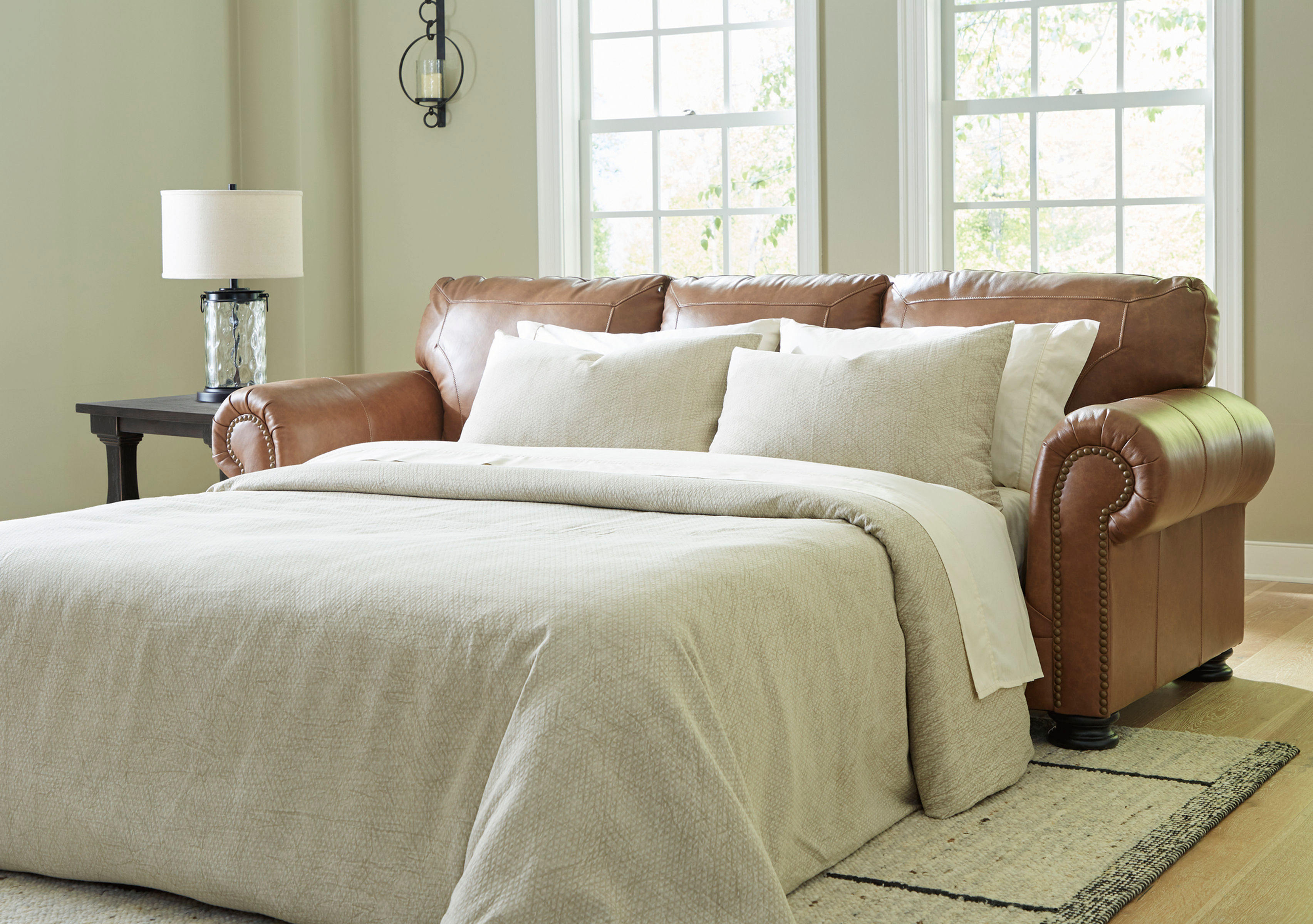 Carianna Queen Caramel Leather Sofa Sleeper