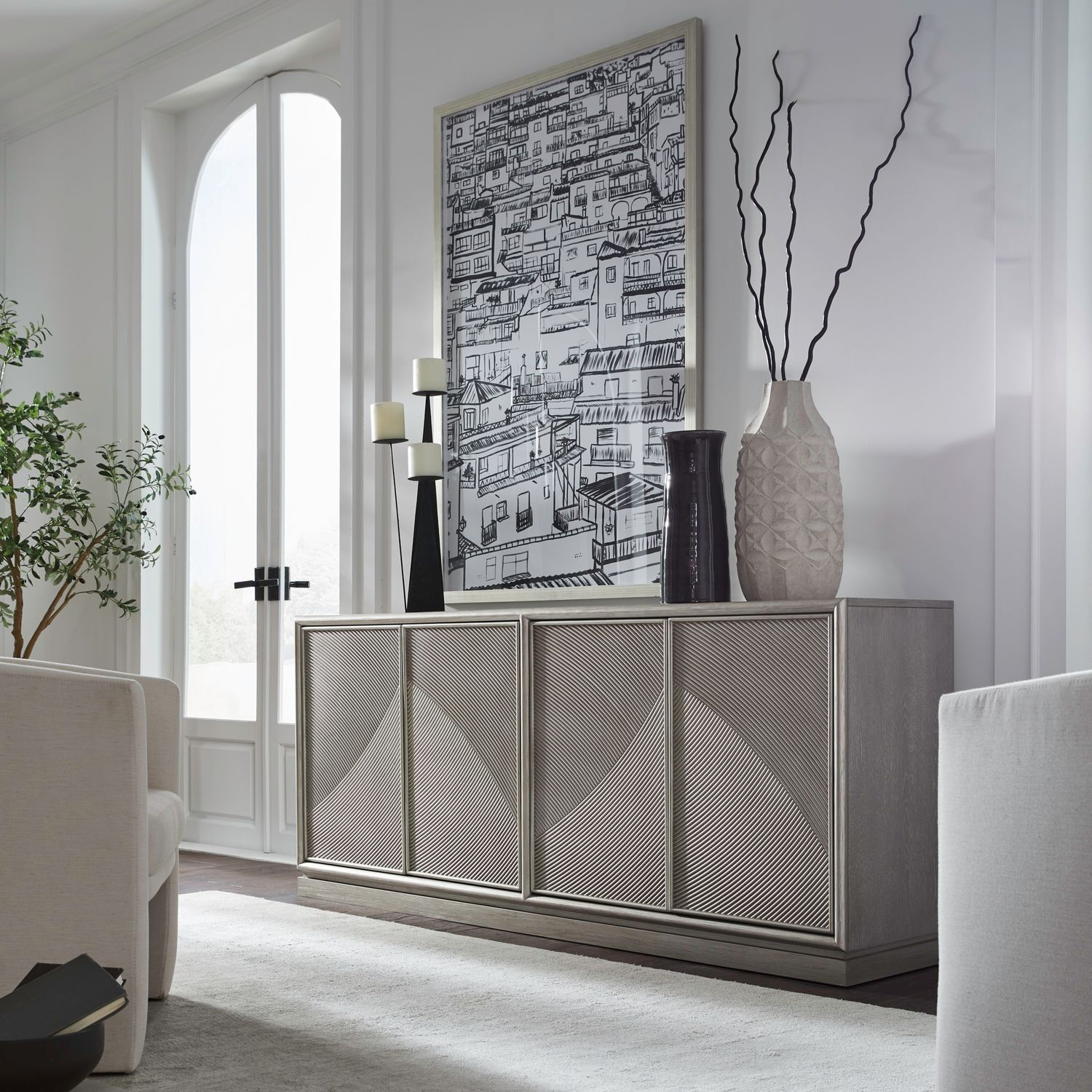 Dahlia Champagne Silver Accent Cabinet