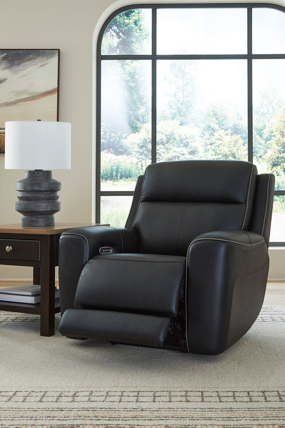 Thumbnail: 5Z-Comfort Onyx Black Leather Power Recliner