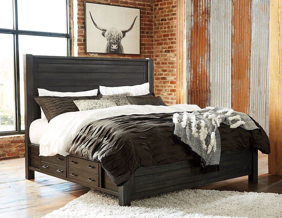 Baylow Queen Black Platform Storage Bed