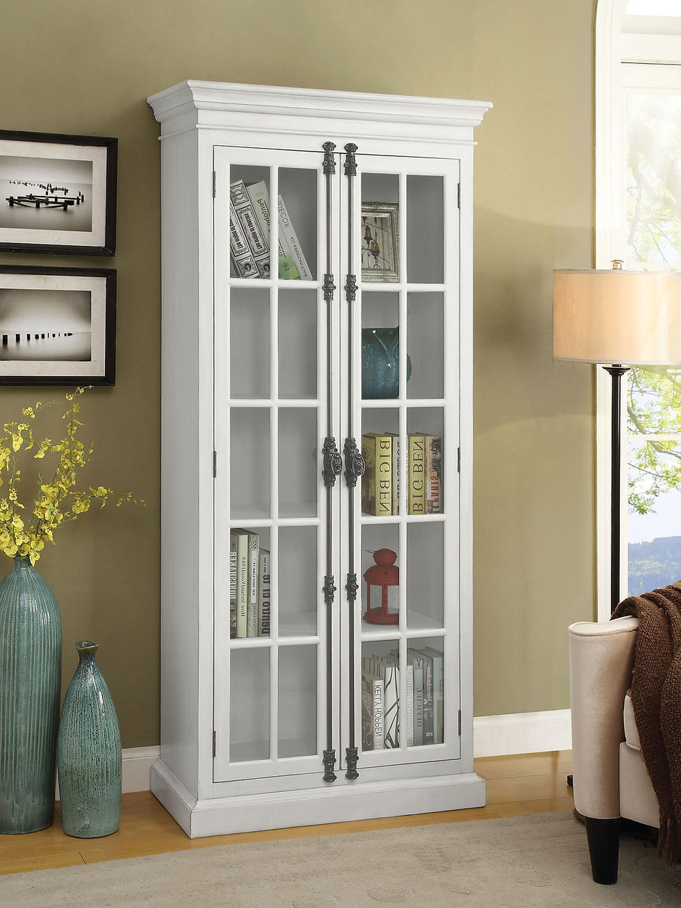 Tammi Distressed White Cabinet