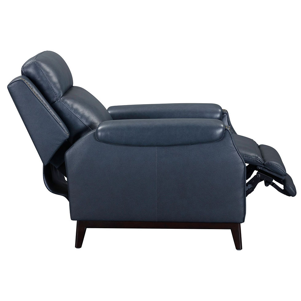 Thumbnail: Rawling York Navy Leather Manual Push-Back Recliner