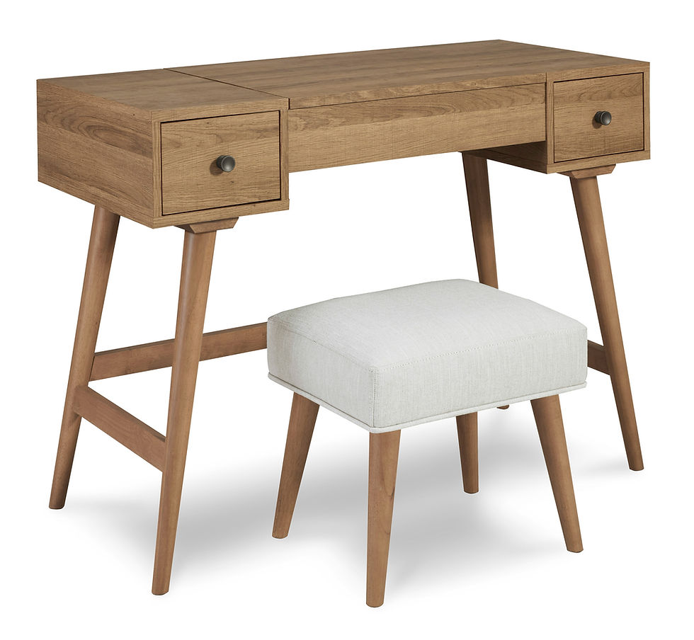 Thumbnail: Thadamere Light Brown Vanity w/ Stool