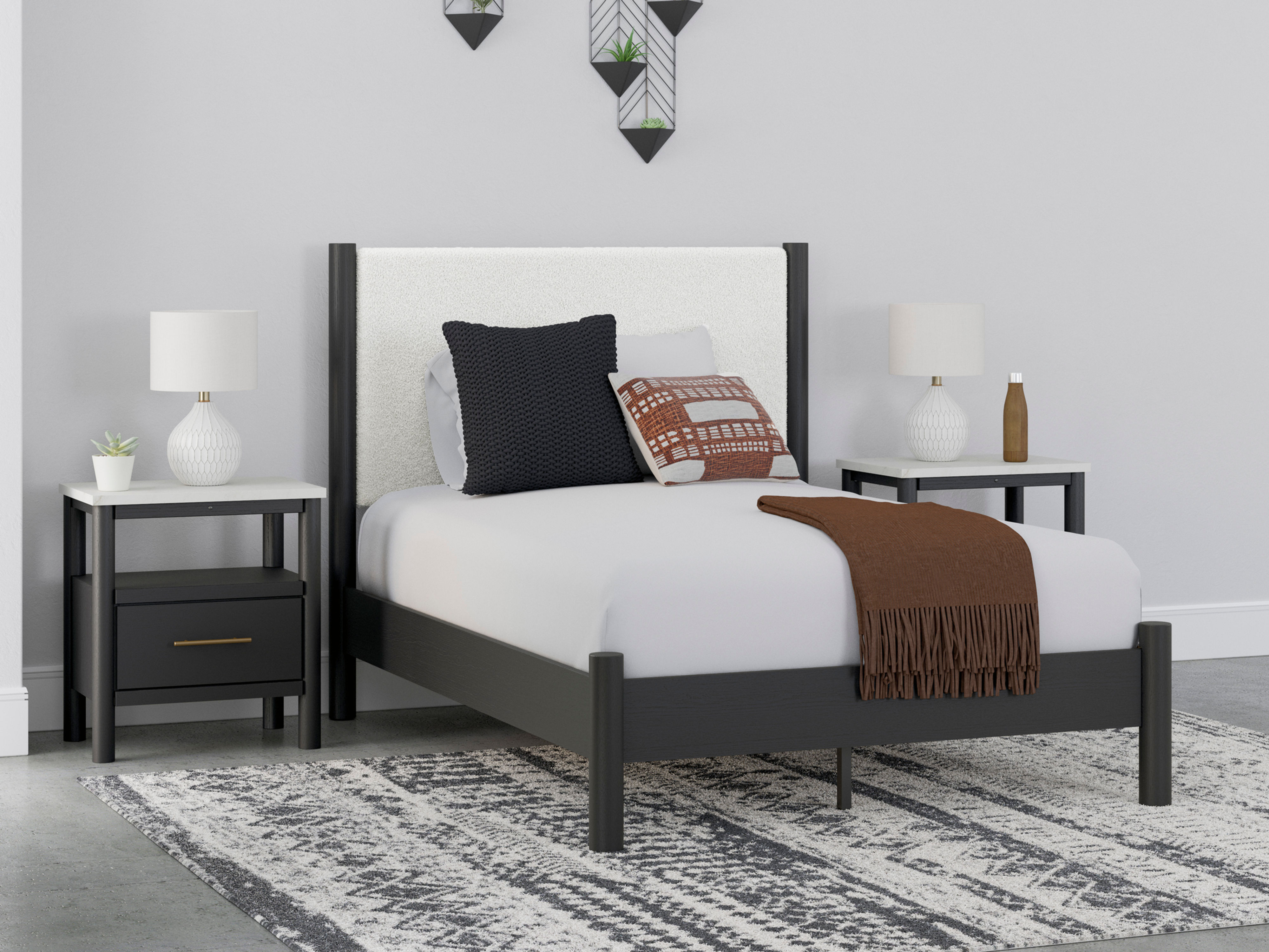 Cadmori Partial Upholstered Panel Bed
