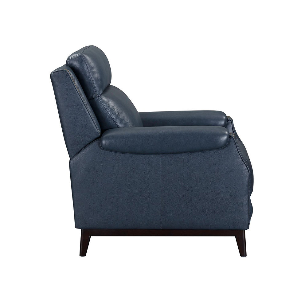 Thumbnail: Rawling York Navy Leather Manual Push-Back Recliner