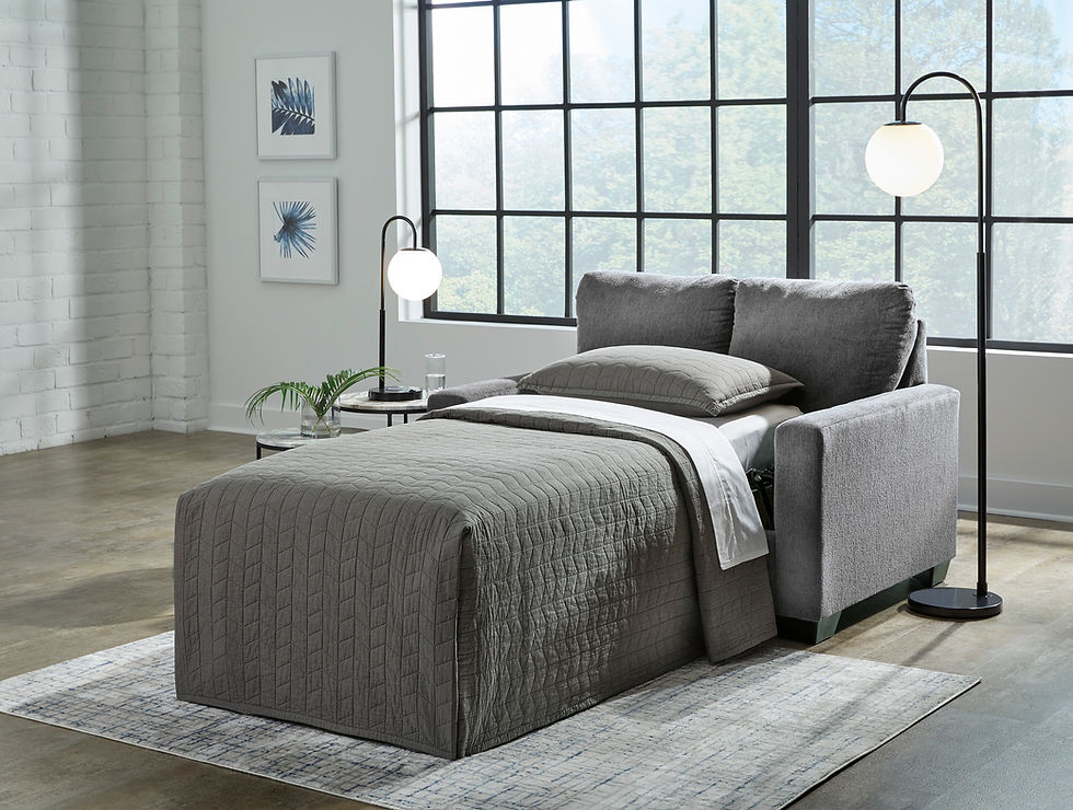 Thumbnail: Rannis Pewter Twin Sofa Sleeper