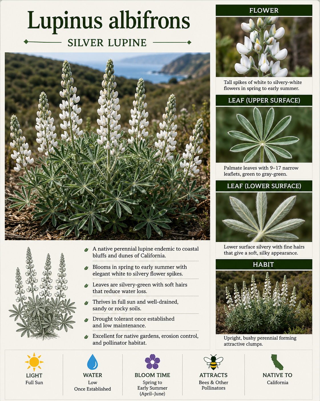 Silver Bush Lupine (Lupinus albifrons)