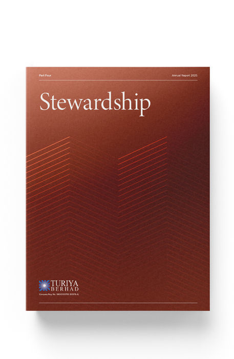 Turiya Berhad's Stewardship Report is the fourth and last of its four component Annual Report designed by IAG Design a London based agency owned by the International Award Group.