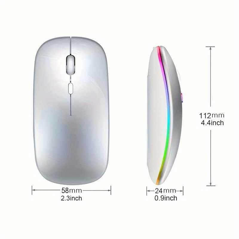 Miniatura: Wireless Mouse 2.4GHz Bluetooth Recarregável, Silencioso e Ergonômico