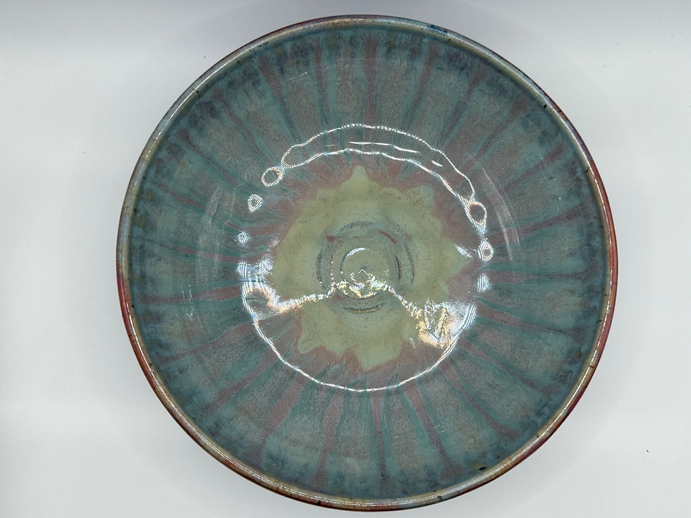 Thumbnail: Large Teal and Pink Serving Bowl
