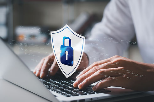 cybersecurity concept Global network security technology, business people protect personal