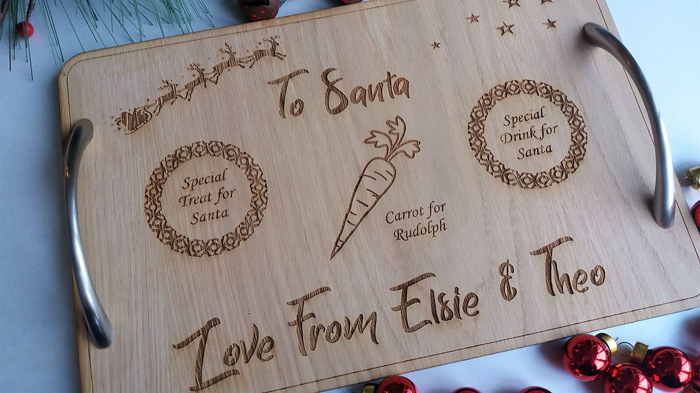 Thumbnail: Personalised Christmas eve board - Laser engraved santa tray for treat and drink
