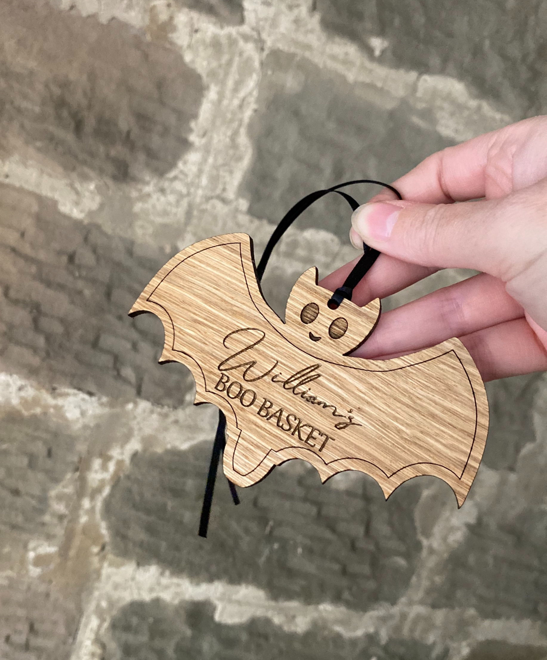 Bat Name Tag Halloween Boo Basket - Boo Box Name Tag - Halloween Treat Box Tag