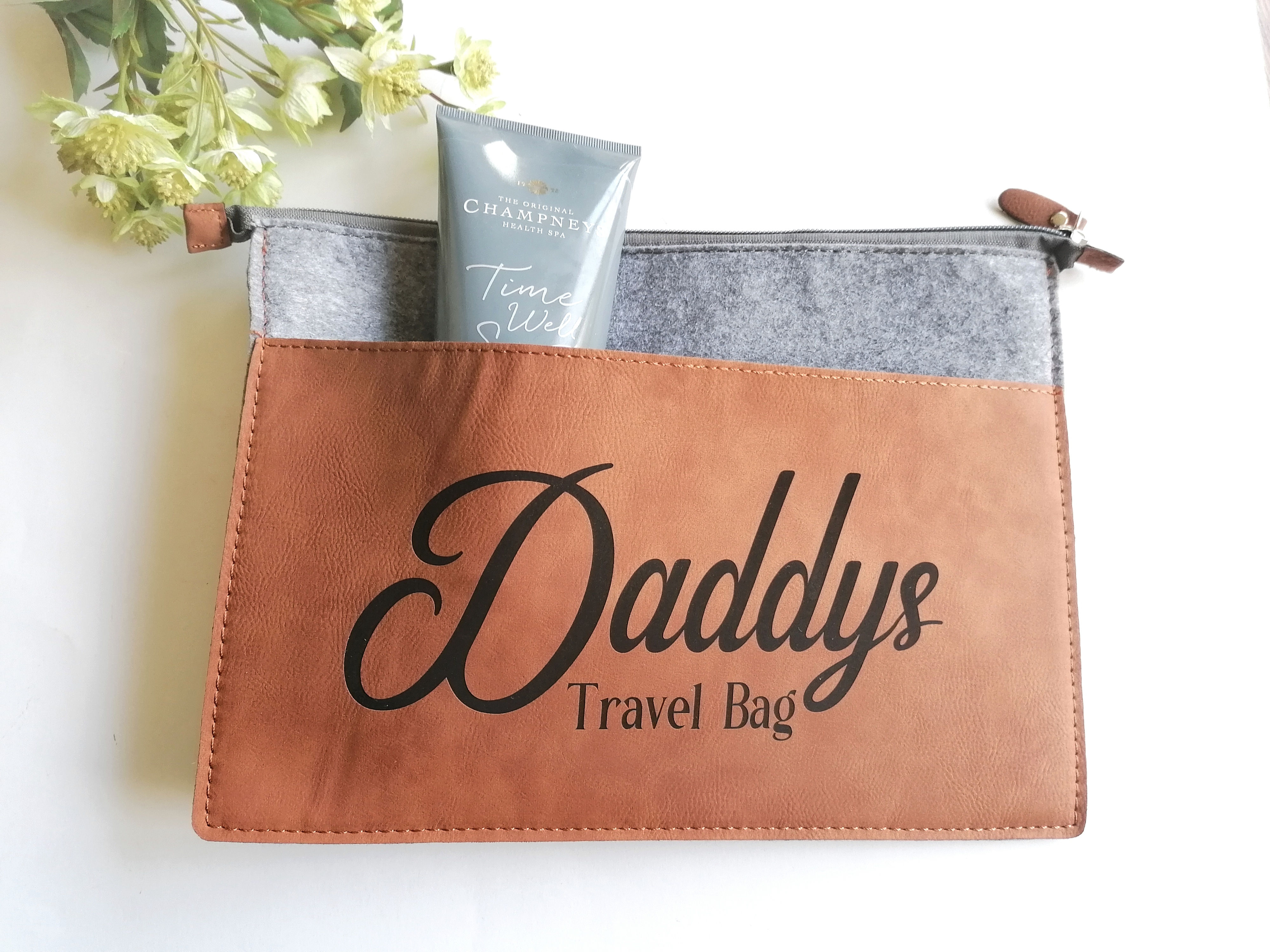 Faux Leather Travel Bag - Personalised Fathers day gift - Vegan leather